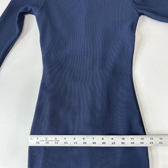 Nadia Tarr Women Dress Extra Small Blue Ribbed Scuba Midi Fitted Sculpt Cocktail - Picture 5 of 14